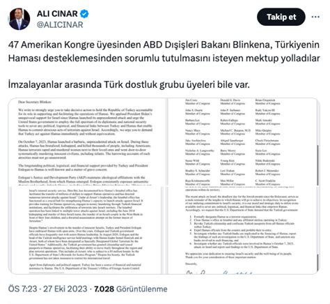 Erdoğan’ın “Hamas terör örgütü değildir” sözleri üzerine ABD Kongre Üyelerinden Blinken’e mektup: Türkiye’ye karşı harekete geçin